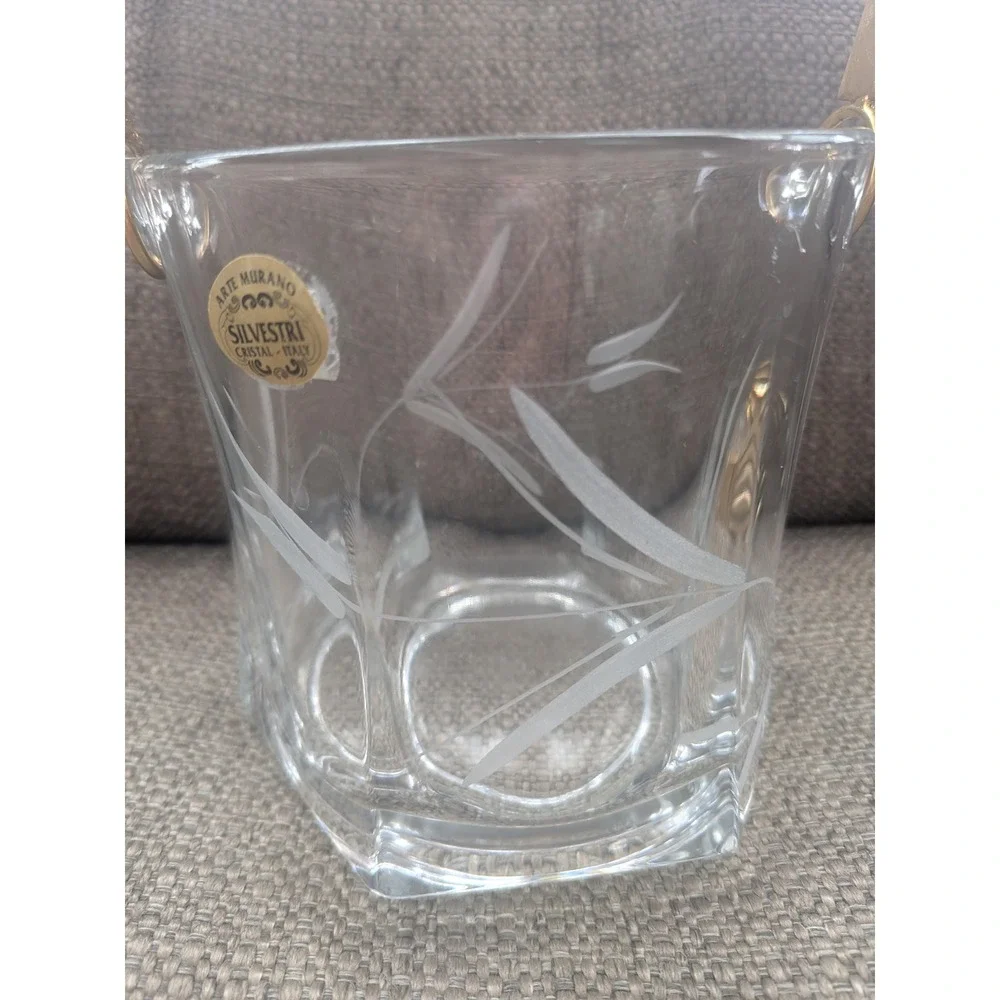 Vintage Arte Murano Linea Wheat Etched Ice Bucket 5